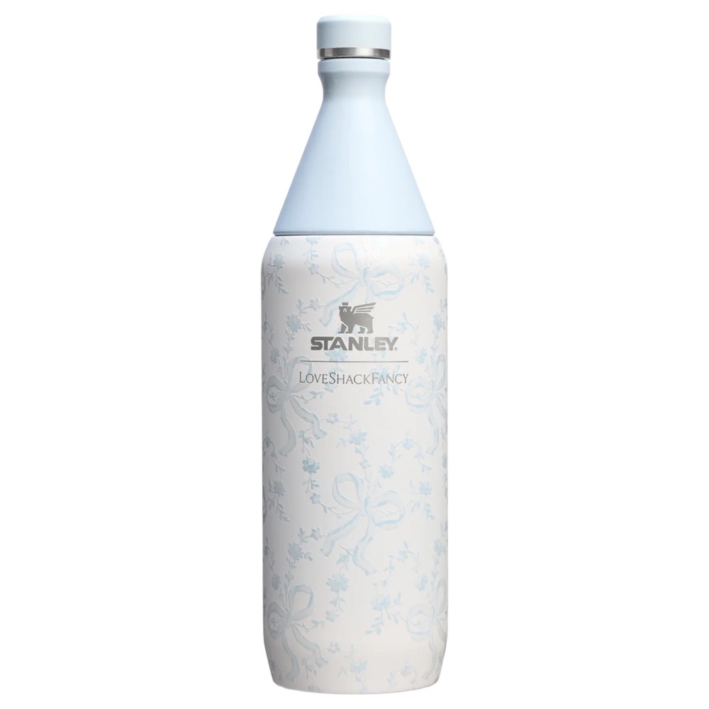 Stanley x LoveShackFancy all day slim bottle 34oz coquette bow winter ice Blue - Picture 3 of 7